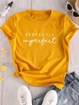 Letter Print Crew Neck T-Shirt Casual Loose Short Sleeve Summer T-shirts Tops Women's Clothing