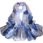 Sheer Artistic Scarf Lotus Pond Print Spring/summer Versatile