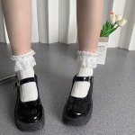 1 Pair Of Teenager's Cotton Blend Fashion Lace Trim Princess Style Crew Socks Comfy & Breathable Soft & Elastic Thin Socks For A