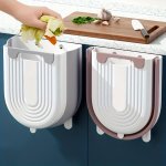 Space-saving Foldable Trash Can With Cabinet Hook - Modern Minimalist Design Portable For Kitchen & Bathroom Durable Plastic Sto