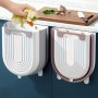 Space-saving Foldable Trash Can With Cabinet Hook - Modern Minimalist Design Portable For Kitchen & Bathroom Durable Plastic Storage Solution