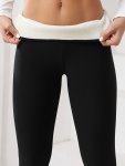 Autumn And Winter Plush Lined Leggings Women's Solid Color Sherpa Leggings High Stretch Yoga Fitness Pants Outdoor Running Pants