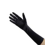 Women Elegant Elbow Length 15" Satin Gloves Black
