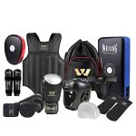 Wesing Martial Arts Protector Equipments Sanda Kickboxing Kit 11PCS Gear Set For Men Women XXL Black