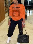Plus Size Casual Outfits Two Piece Set Women's Plus Letter Print Long Sleeve Round Neck Top & Joggers Outfits 2 Piece Set