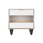 Modern White Two-drawer Nightstand With Open Shelf MW338