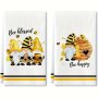 Bee Blessed & Bee Happy Gnome Towel Set: Modern Super Soft Quick-drying Kitchen Towels With High Absorbency