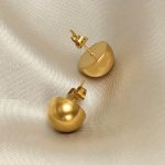 1PAIR Stainless Steel Earrings Glossy Half-sphere Stud Earrings For Men
