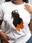 Figure Print Crew Neck T-Shirt Short Sleeve Casual Top For Summer & Spring Women's Clothing