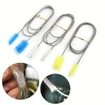 1PC Stainless Steel Aquarium Cleaning Brush Flexible Double-ended Bristle Brush Fish Tank Maintenance Easy-to-use Algae Scraper
