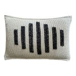 Zulu Pattern 5 Knitted Cotton Twine With Cross Stitch Embroidery - 70 X 45CM Charcoal On Natural