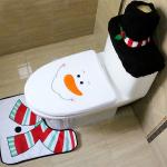 White Snowman Christmas Bathroom Decor 3PC