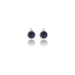 Georgini Natural Sapphire And Two Natural Diamond September Earrings - Silver
