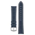 Modena Alligator Embossed Leather Watch Strap In Blue - 22MM Silver