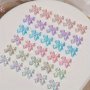 50pcs Holographic Bowtie Nail Charms - Cute Resin Nail Art Decorations In Pink Blue & More - Low Allergy Perfect For Women's Manicures