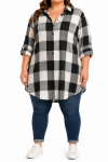 Lds Check Longer Shirt - 60 Blk wht