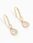 Goldair Gold Plated Diamante Pav Hook Earrings