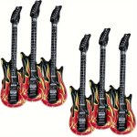 Inflatable Flame Guitar Toy 6-PACK Large Rock Party Decorations Novelty Air Guitar Musical Props For Parties Pvc Material Suitab