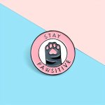 Pink Cat Paw Graphic Letters Detail Brooch Zinc Alloy Jewelry Ideal Choice For Gifts