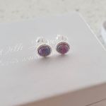 Lavern 925 Sterling Silver Sn Opal Earrings Multi Lavender Size: 7MM