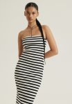 Ribbed Bandeau Dress - White & Black