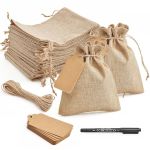 25 Pcs Diy Craft Burlap Gift Bags With Drawstring And Tags