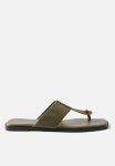 Cotton On Henley Toe Post Slide - Olive Micro