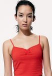 Cropped Strappy Top - Bright Red