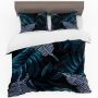 Shades Of Blue Tropical Leaves Duvet Cover Set King