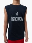Polo Boys Connor Printed Vest In Navy - Navy 13 To 14