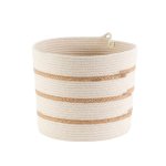 Cylinder Basket - Ivory & Jute Stripes - Standard