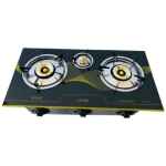 3-BURNER Tempered Glass Panel Gas Stove With Auto-ignition