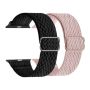 2 Piece - Nylon Watch Strap Set - Black Pink