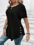 Plus Size Curved Hem T-Shirt Casual Crew Neck Short Sleeve T-Shirt Women's Plus Sizeclothing