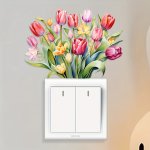 Realistic And Beautiful Flower Switch Sticker Set: 1 Sheet Of 10CM X 15CM Removable Pvc Material Waterproof And Oil-proof Suitab