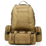 Tactical Backpack With 3 Molle Bags 55L - Khaki