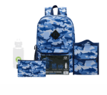 Quest 4-PIECE Backpack Set Shark Camo Blue