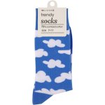 Clicks Trendy Socks Blue & White Cloud 7-11