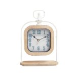Table Clock White Steel Frame With Mock Wood Hanging Clock 32CM Was R565