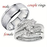 Luxury Exquisite And Classic Stainless Steel Matching Ring With Cubic Zirconia For Anniversary Gift Engagement And Wedding Size