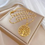 1PC Fashion And Delicate Hollow Tree Pendant Necklace Versatile And Easy-to-wear Combine Well With Any Outfit
