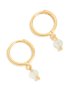 Goldair Gold Plated Sterling Silver Clear Quartz Semi Precious Stone Hoop Earrings