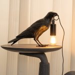 1PC Gothic-style Halloween Party Crow Lamp Cute Black Crow Table Lamp With USB Cable Unique Resin Desktop Decorati Metal Claw Li
