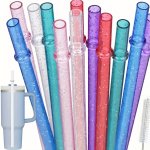 12PCS Reusable Straws With Cleaning Brush For Stanley Adventure Travel Tumbler 20OZ-40OZ Replacement Straw Compatible With Stanl