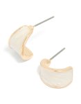 Goldair Gold White Marbled Open Hoop Earrings