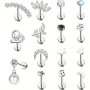 Florideco Single 1 Piece Stainless Steel 16G Cartilage Stud Earrings For Women Small Opal Star Pearl Flat Back Tragus Earring Studs Silver Cz Flower