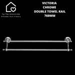 Victoria Chrome Double Towel Rail - 760MM