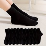 5/10 Pairs Basic Solid Crew Socks Lightweight & Breathable Simple Mid Tube Socks Women's Stockings & Hosiery