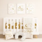 Neutral Cot Bedding Set Gold Moon And Stars