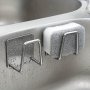 2pcs Stainless Steel Kitchen Sink Sponges Holder - Easy Install Wall-Mounted Storage Hooks With Drainage For Organized Drying